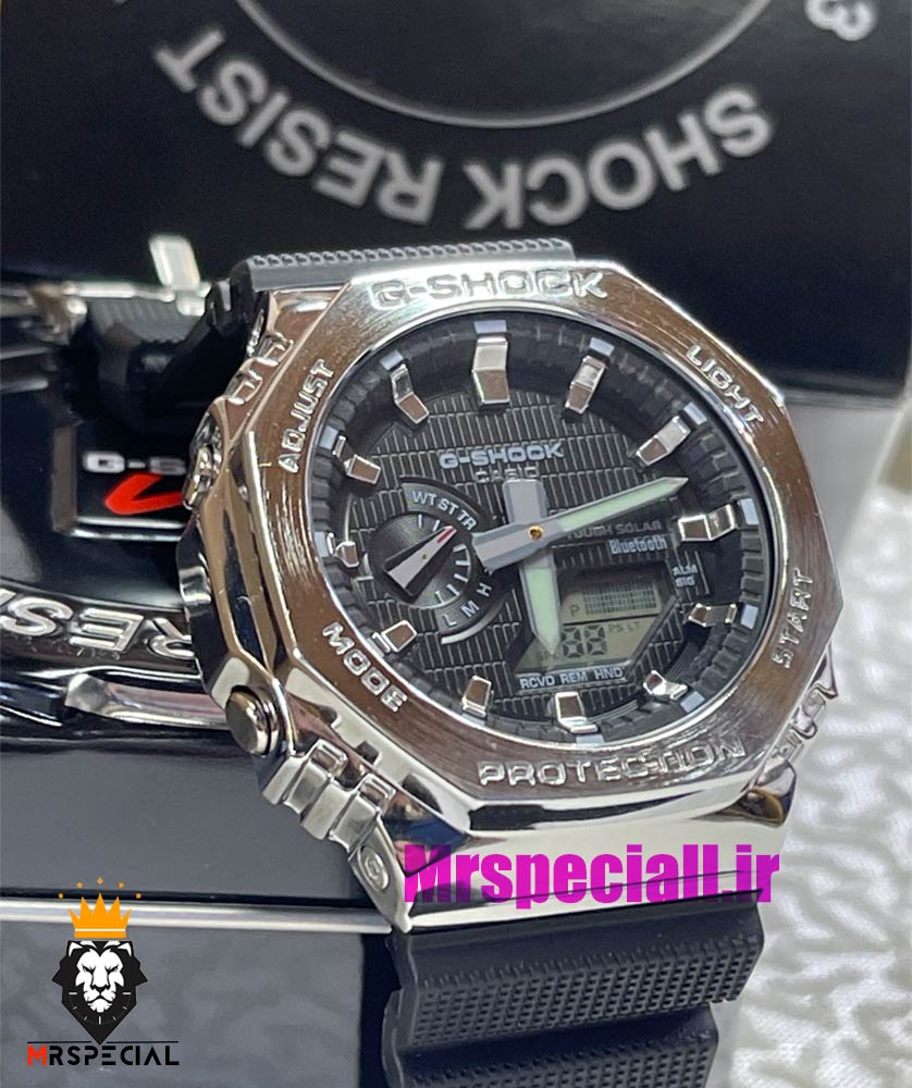 ساعت کاسیو جیشاک مدل بند رابر مشکی قاب استیل صفحه مشکی Casio g-shock gm-2100 021462