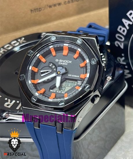 ساعت کاسیو جیشاک مدل اودمارپیگه بند رابر سورمه ای قاب مشکی صفحه مشکی Casio g-shock gm-2100 royal oak 021460