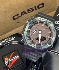 ساعت کاسیو جیشاک بند رابر مشکی قاب سبز ارتشی صفحه قهوه ای Casio g-shock gm-2100 021458