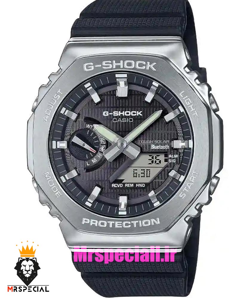 ساعت کاسیو جیشاک مدل بند رابر مشکی قاب استیل صفحه مشکی Casio g-shock gm-2100 021462