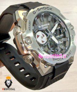ساعت کاسیو جیشاک بند رابر مشکی قاب استیل صفحه مشکی Casio g-shock GST-B400 021665