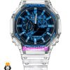 ساعت کاسیو جیشاک بند رابر شیشه ای صفحه ابی مشکی Casio g-shock gm-2100 021420
