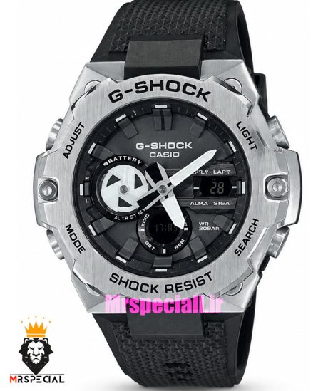 ساعت کاسیو جیشاک بند رابر مشکی قاب استیل صفحه مشکی Casio g-shock GST-B400 021665