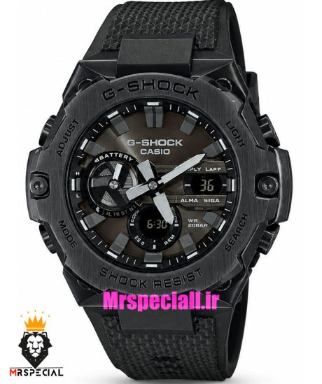 ساعت کاسیو جیشاک بند رابر مشکی قاب مشکی صفحه مشکی Casio g-shock GST-B400 021666