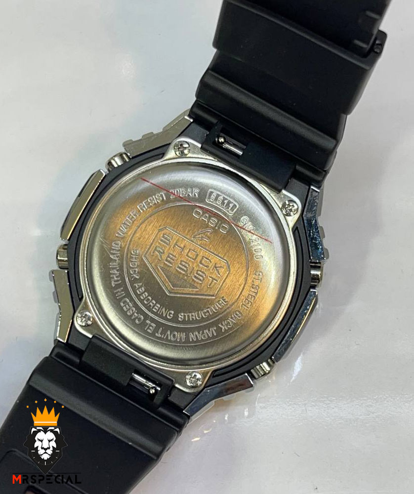 ساعت کاسیو جیشاک بند رابر مشکی قاب استیل صفحه نقره ای Casio g-shock GA-2100 021687
