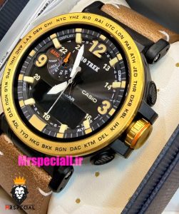 ساعت کاسیو پروترک مردانه بند چرم قهوه ای صفحه مشکی 021537 Casio ProTrek PRG-600Y‏