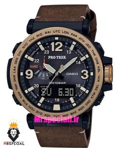 ساعت کاسیو پروترک مردانه بند چرم قهوه ای صفحه مشکی 021537 Casio ProTrek PRG-600Y‏