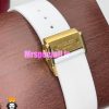 ساعت هابلوت زنانه کوارتز طلایی نگین باگت بند رابر سفید صفحه سفید HUBLOT BIG BANG 020992