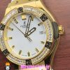 ساعت هابلوت زنانه کوارتز طلایی نگین باگت بند رابر سفید صفحه سفید HUBLOT BIG BANG 020992