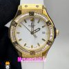 ساعت هابلوت زنانه کوارتز طلایی نگین باگت بند رابر سفید صفحه سفید HUBLOT BIG BANG 020992