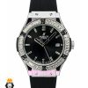 ساعت زنانه هابلوت کوارتز قاب نگین باگت بند رابر صفحه مشکی HUBLOT BIG BANG 020348