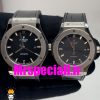 ساعت ست مردانه و زنانه هابلوت اتوماتیک بند مشکی قاب استیل صفحه مشکی HUBLOT BIG BANG 020675