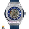 ساعت مچی مردانه هابلوت اتوماتیک بند رابر ابی صفحه اسکلتون ابی HUBLOT BIG BANG 02059