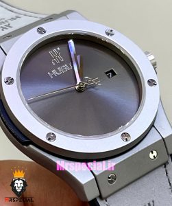 ساعت هابلوت مردانه اتوماتیک بند طوسی قاب تیتانیوم صفحه طوسی 021391 HUBLOT BIG BANG 