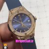 ساعت هابلوت زنانه اتوماتیک بند رابر ابی فول نگین رزگلد صفحه ابی HUBLOT BIG BANG 021177