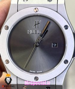 ساعت هابلوت مردانه اتوماتیک بند طوسی قاب تیتانیوم صفحه طوسی 021391 HUBLOT BIG BANG 