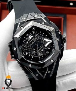 ساعت مچی مردانه هابلوت کهکشانی پشت شیشه ای مشکی HUBLOT Sang Bleu 0933