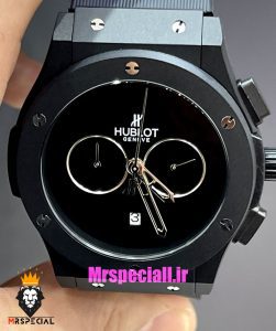 ساعت مچی مردانه هابلوت کرنوگراف مشکی بند رابر صفحه مشکی HUBLOT BIG BANG 021390 