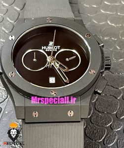 ساعت مچی مردانه هابلوت کرنوگراف مشکی بند رابر صفحه مشکی HUBLOT BIG BANG 021390 