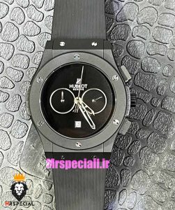 ساعت مچی مردانه هابلوت کرنوگراف مشکی بند رابر صفحه مشکی HUBLOT BIG BANG 021390 