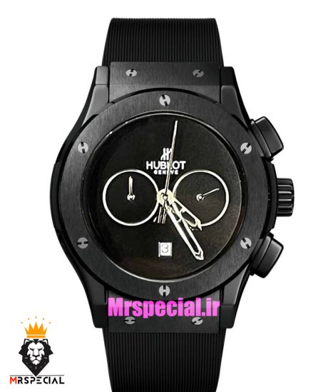 ساعت مچی مردانه هابلوت کرنوگراف مشکی بند رابر صفحه مشکی HUBLOT BIG BANG 021390