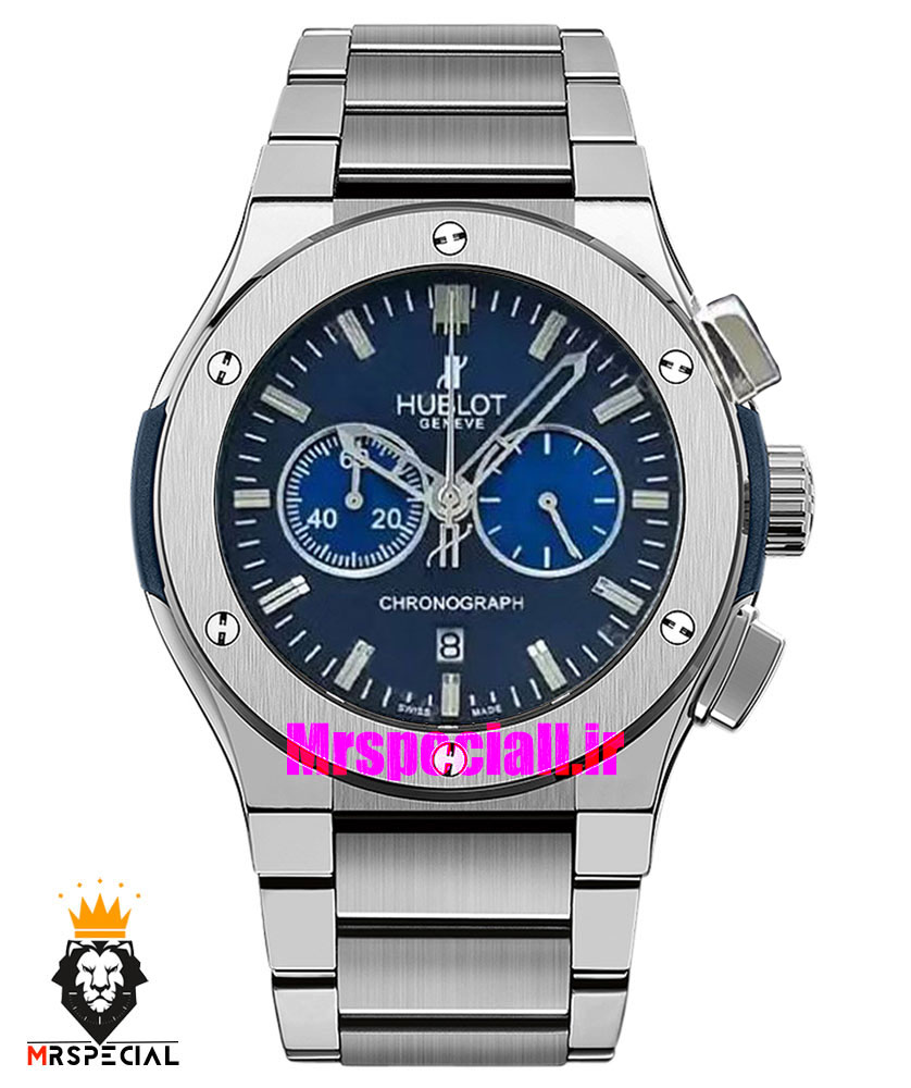 ساعت مردانه هابلوت کرنوگراف استیل صفحه ابی 01773 HUBLOT BIG BANG