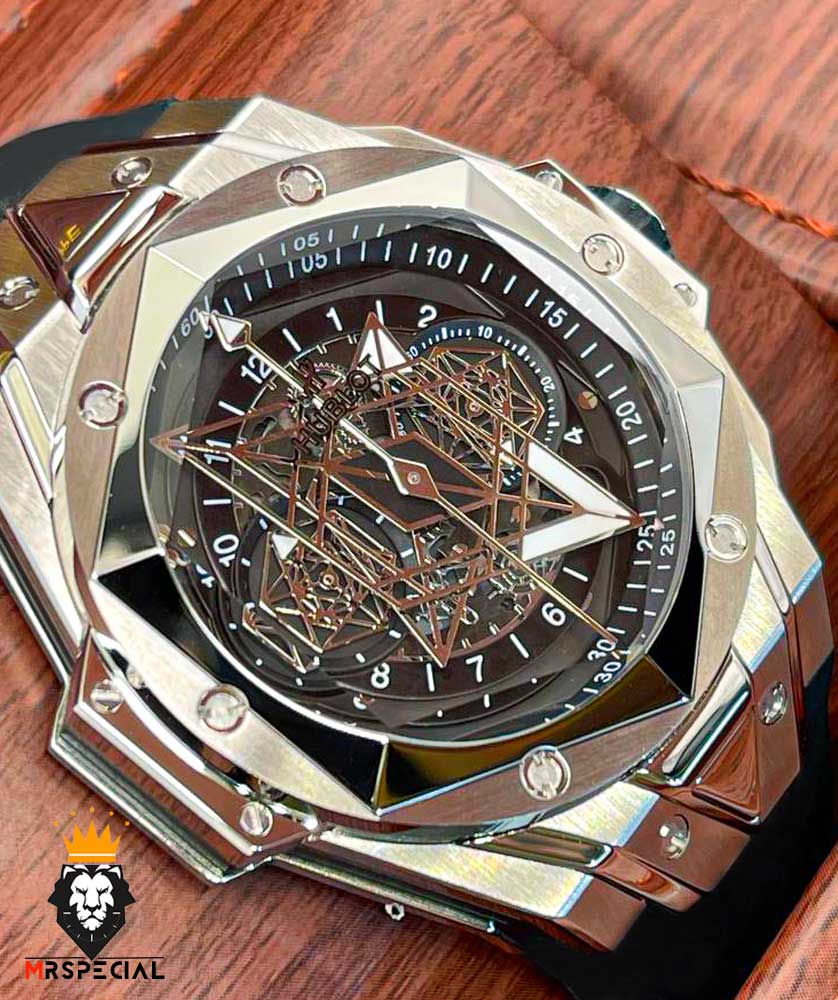 ساعت مچی مردانه هابلوت کهکشانی استیل صفحه مشکی HUBLOT Sang Bleu 1258