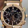 ساعت مچی مردانه هابلوت کرنوگراف رزگلد بند رابر صفحه مشکی اسکلتون HUBLOT BIG BANG 021222