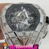 ساعت هابلوت مردانه کرنوگراف استیل بند رابر فول نگین 020904 HUBLOT BIG BANG Diamond