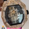 ساعت هابلوت مردانه کرنوگراف رزگلد بند رابر قول نگین 01696 HUBLOT BIG BANG Diamond