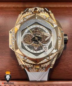 ساعت مچی مردانه هابلوت کهکشانی فول نگین سفید HUBLOT Sang Bleu 1248