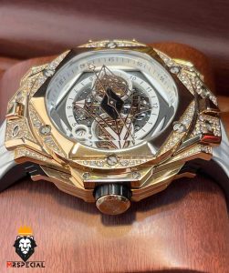 ساعت مچی مردانه هابلوت کهکشانی فول نگین سفید HUBLOT Sang Bleu 1248