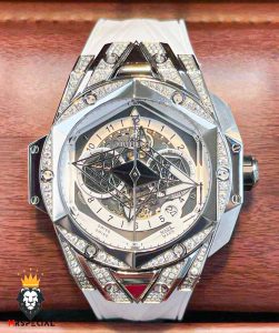 ساعت مچی مردانه هابلوت کهکشانی کرنوگراف فول نگین سفید HUBLOT Sang Bleu 1249