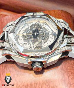 ساعت مچی مردانه هابلوت کهکشانی کرنوگراف فول نگین سفید HUBLOT Sang Bleu 1249