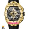 ساعت مچی مردانه هابلوت کرنوگراف طلایی بند رابر 01696 HUBLOT BIG BANG SANG BLEU