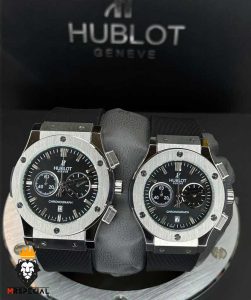 ساعت ست هابلوت مردانه و زنانه کرنوگراف استیل صفحه مشکی 01649 HUBLOT BIG BANG