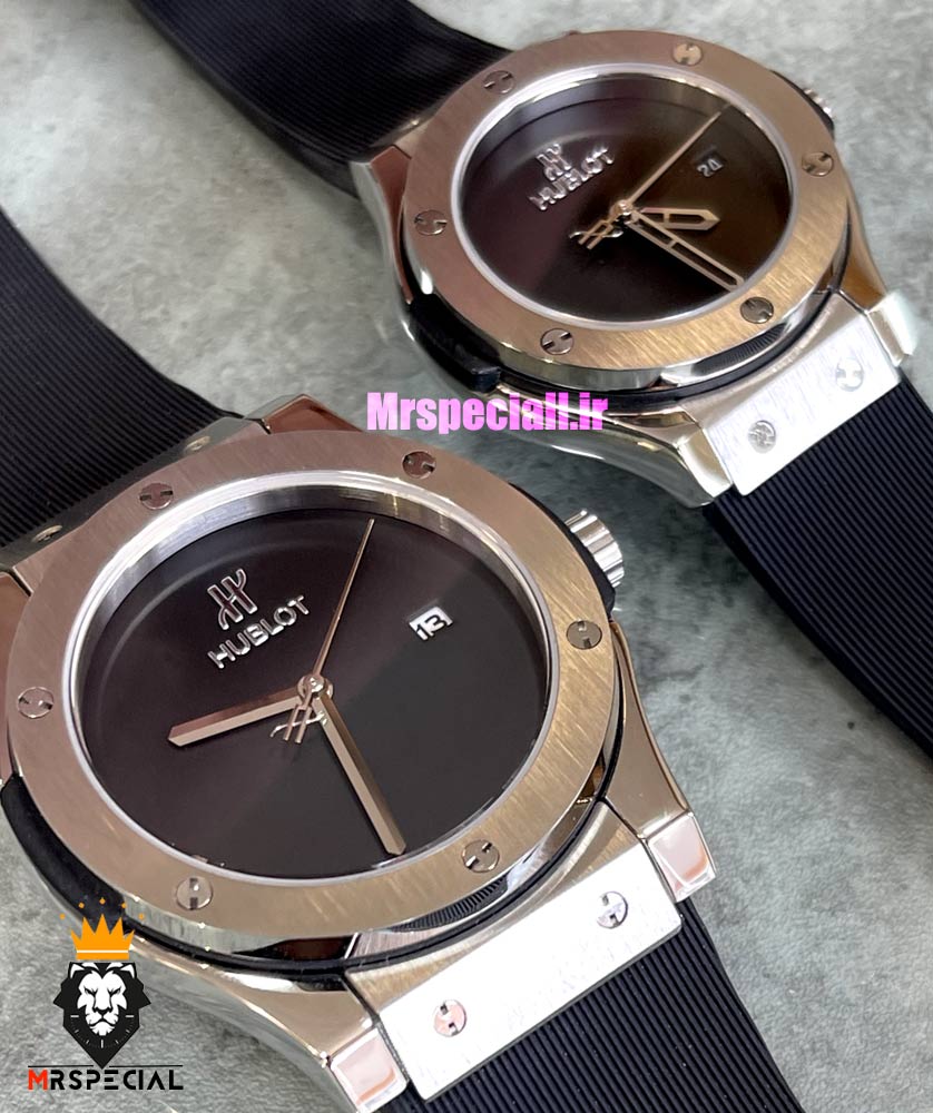 ساعت ست هابلوت مردانه و زنانه کوارتز بند رابر مشکی صفحه مشکی 021349 HUBLOT BIG BANG