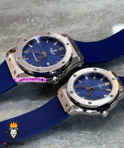 ساعت ست هابلوت مردانه و زنانه کوارتز بند رابر ابی صفحه ابی 021348 HUBLOT BIG BANG