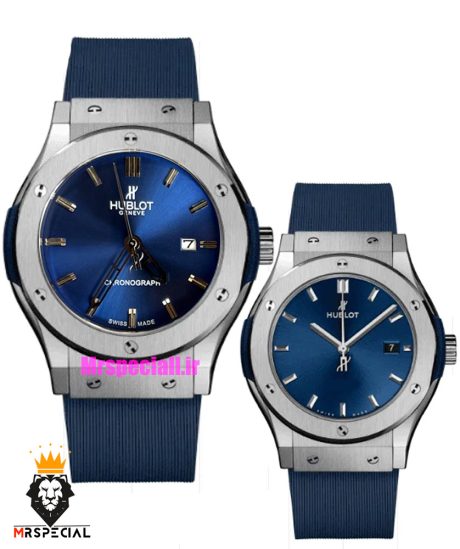 ساعت ست هابلوت مردانه و زنانه کوارتز بند رابر ابی صفحه ابی 021348 HUBLOT BIG BANG