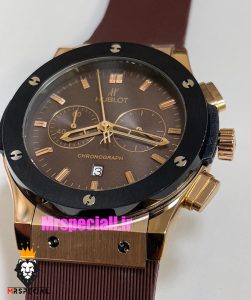 ساعت هابلوت مردانه بیگ بنگ کرنوگراف رزگلد بند رابر قهوه ای صفحه قهوه ای 021076 HUBLOT BIG BANG 