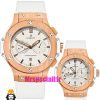 ساعت ست هابلوت مردانه و زنانه کرنوگراف رزگلد بند رابر سفید صفحه سفید 021077 HUBLOT BIG BANG