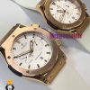 ساعت ست هابلوت مردانه و زنانه کرنوگراف رزگلد بند رابر سفید صفحه سفید 021077 HUBLOT BIG BANG