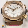 ساعت ست هابلوت مردانه و زنانه کرنوگراف رزگلد بند رابر سفید صفحه سفید 021077 HUBLOT BIG BANG