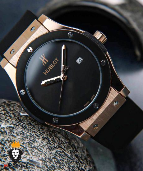 ساعت هابلوت مردانه اتوماتیک بند رابر مشکی صفحه مشکی 01472 HUBLOT BIG BANG