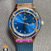 ساعت هابلوت زنانه رزگلد نگین باگت ابی بند رابر ابی صفحه ابی HUBLOT BIG BANG 021218