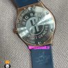 ساعت هابلوت زنانه رزگلد نگین باگت ابی بند رابر ابی صفحه ابی HUBLOT BIG BANG 021218