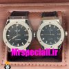 ساعت ست مردانه و زنانه هابلوت اتوماتیک بند مشکی قاب استیل صفحه مشکی HUBLOT BIG BANG 020675