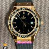 ساعت هابلوت زنانه رزگلد نگین باگت مشکی بند رابر مشکی صفحه مشکی HUBLOT BIG BANG 021219