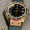 ساعت هابلوت زنانه رزگلد نگین باگت مشکی بند رابر مشکی صفحه مشکی HUBLOT BIG BANG 021219