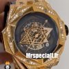 ساعت مچی مردانه هابلوت رزگلد فول نگین 020546 Hublot Unico Sang Bleu ll Diamonds